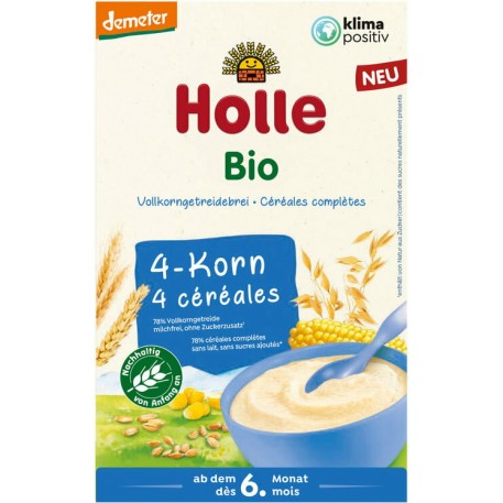 Papillas de 4 cereales integrales ecológicos, 250 g Holle