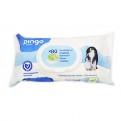 Toallitas biodegradables sin perfume Pingo - 80 unidades